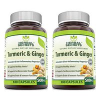 Herbal Secrets Turmeric & Ginger 500 Mg (Pack of 2-360 Capsules Total)