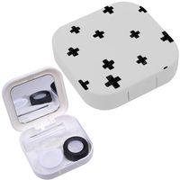 Portable Contact Lens Case Box Travel Kit Mirror + Bottle + Tweezers Container Holder [ Pattern Design ]