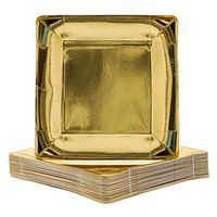 Juvale 48-Pack Metallic Gold Foil 10 Inch Square Paper Party Plates