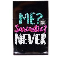 Rhinestone Bling Encrusted Hard Box for Full Pack of Cigarettes, Cigarette Case - Me? Sarcastic? Never!