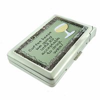 Cigarette Case with Built in Lighter Funny Bar Drinking Signs Ads S7 Smoking King Size Cigarettes Silver Metal Wallet 4" X 2.75" RFID Protection Hilarious