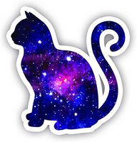 Cat Sitting Galaxy Sticker - Laptop Stickers - 2.5" Vinyl Decal - Laptop, Phone, Tablet Vinyl Decal Sticker