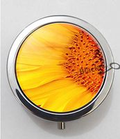 BlackKey Sunflower Pattern 3-Compartment Decorative Pocket Gift Box Case Organizer for Pill, Color 1 -978