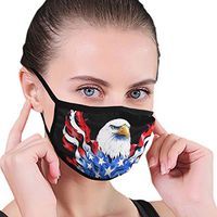 YOFFYO American Flag and Bald Eagle Patriotic Black Dustproof Earloop Face Cover for Women Men, Pollen Cosplay Camping Half Face Mouth Cover - Adjustable Elastic Band Face and Nose Cover
