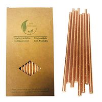 Glittering Rose Gold Solid Paper Drinking Straws, Plain Rose Gold Bachelorette Party Decorations