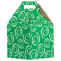 JAM PAPER Gable Gift Box with Handle - Large - 8 x 7 1/4 x 8 - Green Swirl Design - Sold Individually