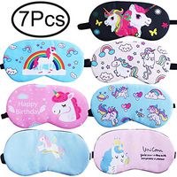 Hicdaw 7 Pcs Sleeping Mask for Unicorn Kid Eye Mask Cover Blindfold for Unicorn Fit for Adult and Kids