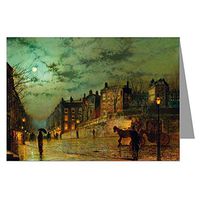 12 Vintage Notecard set of John Atkinson Grimshaw Victorian Painting of London Street Scene titled Hampstead, 1881