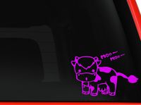 Cow Moo - Cartoon Decal Vinyl Removable Decorative Sticker for Wall, Car, Ipad, Macbook, Laptop, Bike, Helmet, Small Appliances, Music Instruments, Motorcycle, Suitcase (pink)