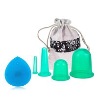 Silicone Cupping Therapy Set - Amazing Anti Cellulite Anti-Aging - Vacuum Suction Cups with Cellulite Massager for Cellulite Face Body Eye Massage 4 Sizes Cups Green