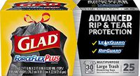 Glad Large Drawstring Trash Bags  ForceFlexPlus 30 Gallon Black Trash Bag - 25 Count
