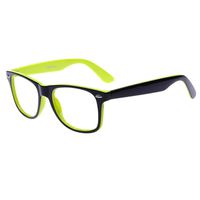 Blue Light Blocking Computer/Gaming Readers Glasses Anti Glare Anti Eyestrain Clear Lens Visual Color Real Round Vintage Hipster Frame,0.00,No Magnification (Outside Black Inside Yellow)