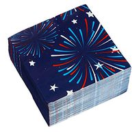 Cocktail Napkins - 150-Pack Luncheon Napkins, Disposable Paper Napkins American Party Supplies, 2-Ply, Fireworks Design, Unfolded 13 x 13 Inches, Folded 6.5 x 6.5 Inches