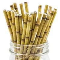 Paper Straws Bamboo Wood Pattern - Eco Friendly Wedding Straws - Dozens of Designs & Perfect For Any Party! Frozen Dessert Supplies - 300 Count