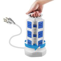 Power Strip Tower MAOZUA Extension Cord 10 Outlet 4 USB Ports Surge Protected Extension Lead 9.8ft Cord Wire Extension 2500W Multi-Faceted Safety Sockets (10 Outlet 4 USB)