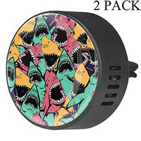 Colorful Angry Shark With Open Mouth Car Aromatherapy Essential Oil Diffuser Air Freshener Vent Clip,2 Pack