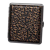 Men Business Gift Cigarette Storage Holder Cigarette Case Slim Leather Metal Storage Box for 18 Piece Cigarettes(Gold)