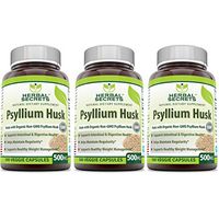 Herbal Secrets Psyllium Husk 500 Mg 500 Veggie Capsules (Pack of 3-500 Capsule Bottles)