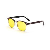 Cyxus Blue Light UV Blocking Computer Semi-Rimless Glasses Women Men, Anti Eye Strain Eyewear (Yellow Lens, Black Frame)