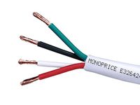 Monoprice Access Series 14 Gauge AWG CL2 Rated 4 Conductor Speaker Wire/Cable - 250ft Fire Safety in Wall Rated, Jacketed in White PVC Material 99.9% Oxygen-Free Pure Bare Copper