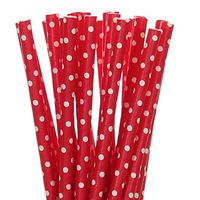 Biodegradable Paper Straws Red With Small White Polka Dot (25)
