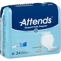 Attends Shaped Pads with Odor-Shield Technology for Adult Incontinence Care, Regular, 24.5" Long, Unisex, 24 Count (Pack of 4)