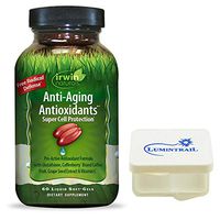 Irwin Naturals Anti Aging Antioxidants Super Cell Protection - 60 Soft-Gels - Bundle with a Lumintrail Pill Case.