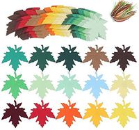 Chris.W 120 Pcs Maple Leaves Gift Tags with Strings, Fall Leaves Wedding Party Favors Tags Wishing Tree Tags Name Place Cards Hanging Sign Tags Leaves Cutouts with Holes