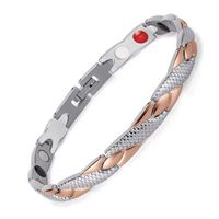 HiTreasure Rose Gold Silver Titanium Steel Magnetic Therapy Health Link Bracelet Men Women