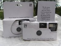 5 Pack of Plain Glossy White Disposable 35mm Cameras for Wedding or Any Party, 27 Exposures Each- With Matching Table Cards