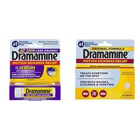 Dramamine Motion Sickness Variety Pack (1-All Day Less Drowsy 8 Count, 1- Original Formula 36 Count)