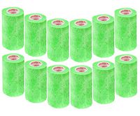 3 Inch Self Adhesive Medical Bandage Wrap Tape (Neon Green) (12 Pack) Strong Elastic Self Adherent Cohesive First Aid Sport Flex Rolls for Wrist Ankle Knee Sprains and Swelling