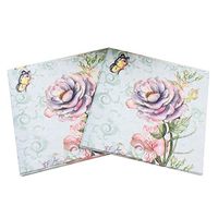 Amosfun 100PCS Floral Paper Napkins 6.5 x 6.5 inch Disposable Lunch Napkins Butterfly Dinner Napkins for Birthday Wedding Favors Supplies
