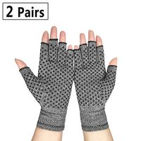 Arthritis Compression Gloves (2 Pairs) | Ease Muscle Tension, Rheumatoid & Osteoarthritis Joint Pain Relief-Carpal Tunnel Support, Fingerless Compression Arthritis Gloves for Men & Women (L)