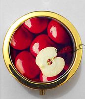 BlackKey Red Apple Pattern 3-Compartment Decorative Pocket Gift Box Case Organizer for Pill, Color 2 -1091