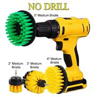 HIFROM (Pack of 4 Multi-Function Multi-Angle 2" + 3" + 4" + 5" Drill Powered Medium Stiffness Bristle Scrub Brush Cleaning Brush Attachments Kit for Bathroom Tub Shower Tile Grout Kitchen