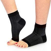 ASRocky Ankle Compression Sleeves Socks for Men & Women Foot Sleeve Anti Fatigue Swelling Plantar Fasciitis Relief Heel Arch Support Ankle Sock. (Black/White : 1 Pair, Large/X-Large)