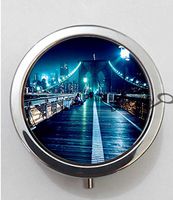 BlackKey Brooklyn Bridge Night Scenery 3-Compartment Decorative Pocket Gift Box Case Organizer for Pill, Color 1 -217