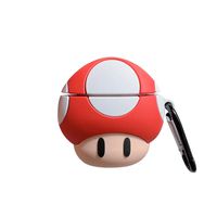 BONTOUJOUR AirPods Case, Super Funny Creative Super Mario Character TPU Silicone Cover Case, Stylish Earphone Case for AirPods 1&2+Hook-Mushroom Head Toad