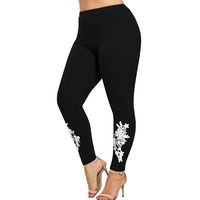 ☀yoga Pants for Women Smdoxi High Waist Power Flex Legging Plus Size Lace Flolar Printed on Ankle (Black, L)