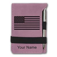 Mini Notepad, Flag of The United States, Personalized Engraving Included (Pink)