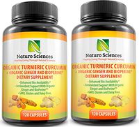 Organic Turmeric Curcumin with BioPerine and Ginger by Naturo Sciences (Two Pack, 240 Capsules)
