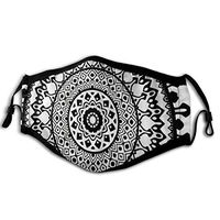Black White Geometric Round Ethnic Decorative Abstract Face Masks Washable Reusable Safety Masks Protection From Dust Pollen Pet Dander Other Airborne