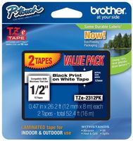 Brother Laminated Black On White Tape 8Pack (TZe2312PK)