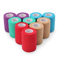 Cohesive Bandage, 3 Inches x 5 Yards, 10 Rolls, Self Adherent Wrap Medical Tape, Self Adhesive Bandage Wrap, Flexible Breathable First Aid Supplies for Sprain Swelling and Soreness, Assorted Colors