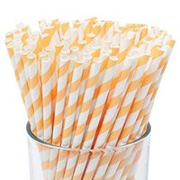 Just Artifacts 100pcs Premium Biodegradable Striped Paper Straws (Striped, Apricot)