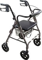 ProBasics 4 Wheel Medical Rolling Walker with Wheels, Seat, Backrest and Storage Pouch - Rollator Walker for Seniors- Durable Aluminum Frame Supports up to 300 lbs, 8-inch Wheels, Black