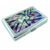 Tie Dye Alien Em1 Hip Silver Cigarette Case Id Holder Metal Wallet 4" X 2.75" RFID Protection