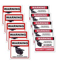 10 Pack - Weather Resistant Vinyl Security Stickers - Home & Business - Theft, Robbery, Vandalism & Shoplifting Prevention/Deterrent - 24 Hour Video Surveillance Stickers - CCTV, DVR, Camera System