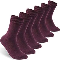 Facool Women's Men's Diabetic Circulatory Non-Binding Top Loose Top Casual Dress Crew Mid Calf Cotton Seamless Toe Socks 6 Pairs Black/Red Medium